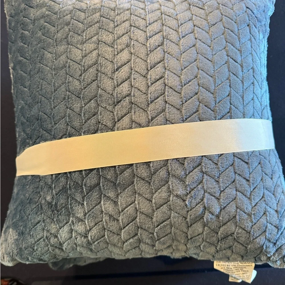 Luxurious Blue Textured Pair of Throw Pillow 18 x 18